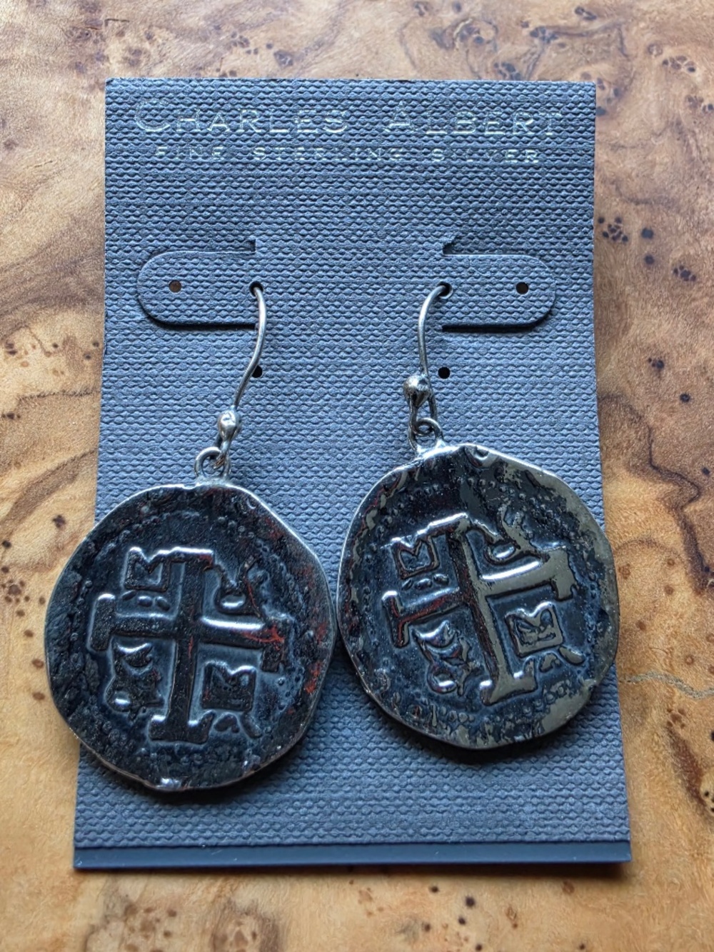 New (Sold Out!) Sterling Silver Replica Treasure Coin Drop Earrings